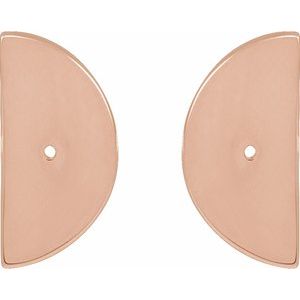 14K Rose Gold 1 mm Round Quarter Moon Phase Earring Mounting – image 3