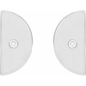 Sterling Silver .0025 CT Natural Diamond Quarter Moon Phase Earring – image 3