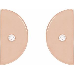 14K Rose Gold .0025 CT Natural Diamond Quarter Moon Phase Earring – image 3