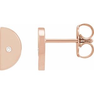 14K Rose Gold .0025 CT Natural Diamond Quarter Moon Phase Earring
