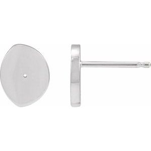 14K White Gold 1 mm Round Gibbous Moon Phase Earring Mounting