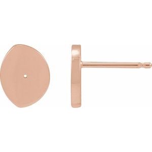 14K Rose Gold 1 mm Round Gibbous Moon Phase Earring Mounting