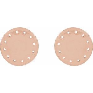 14K Rose Gold 1 mm Round Full Moon Phase Earring Mounting – image 3