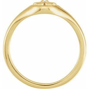 14K Yellow Gold .015 CT Natural Diamond Floral Ring