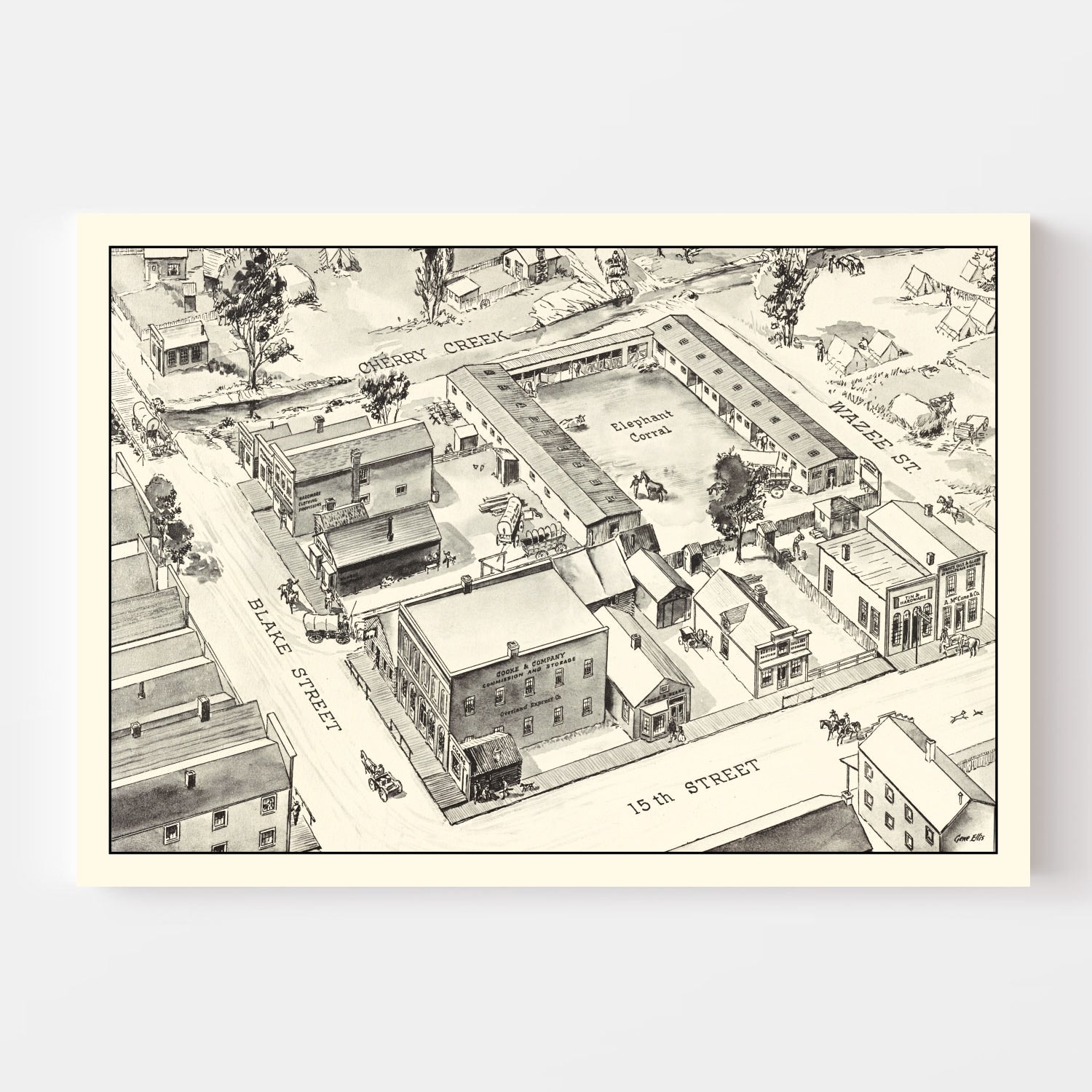 Vintage Map of Denver, Oklahoma 1860