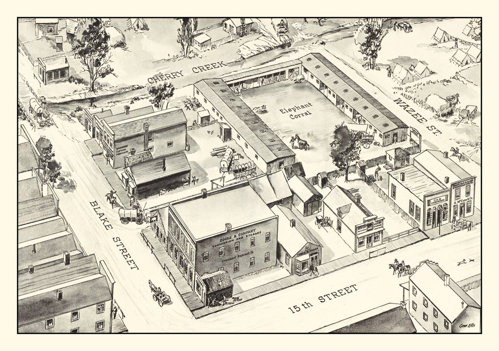 Vintage Map of Denver, Oklahoma 1860