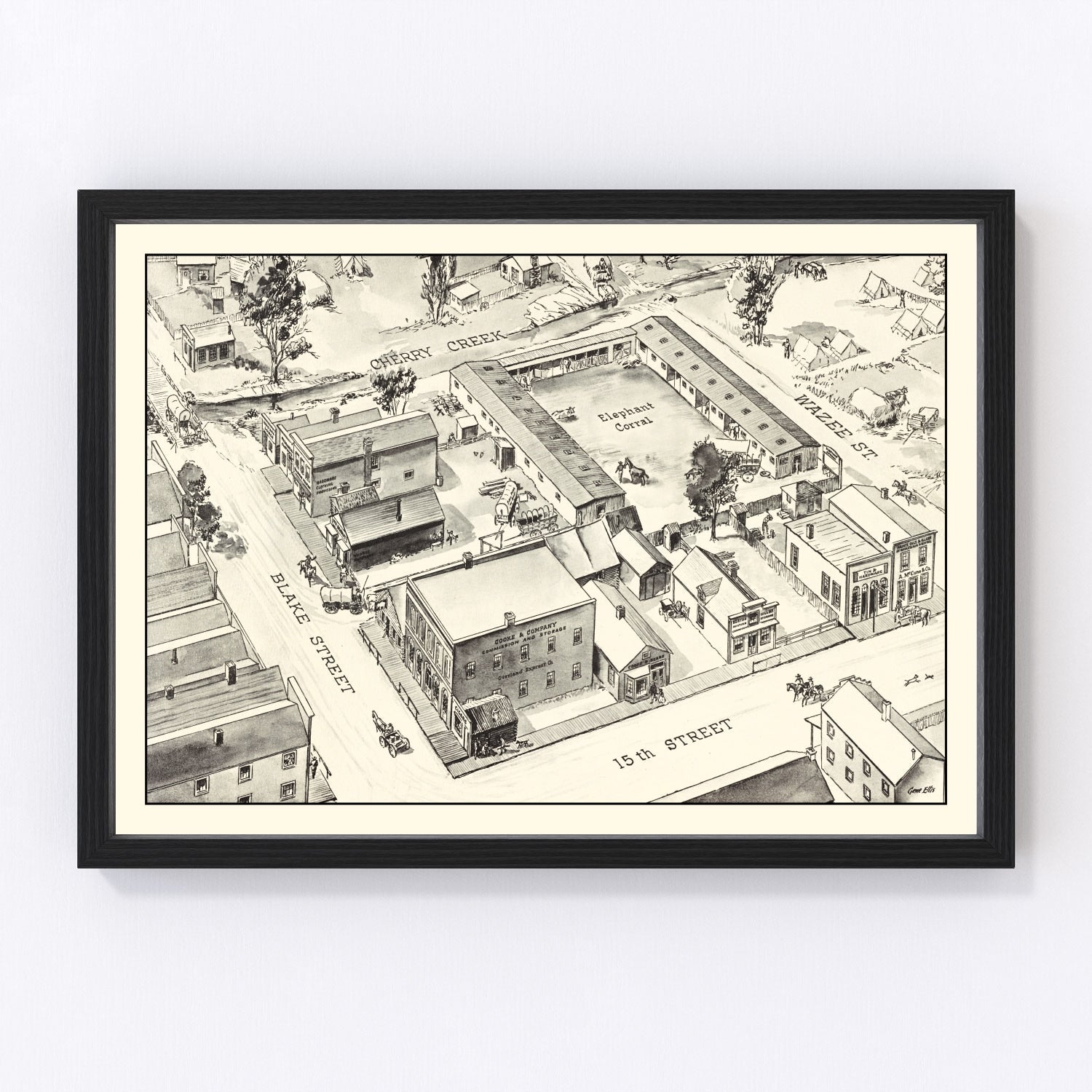 Vintage Map of Denver, Oklahoma 1860
