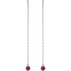 14K White Gold Natural Ruby Chain Earrings – image 2