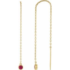 14K Yellow Gold Natural Ruby Chain Earrings