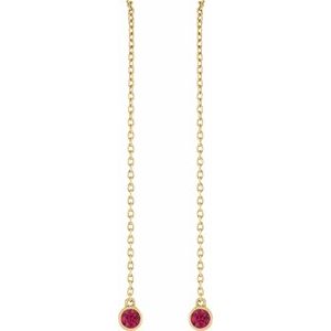 14K Yellow Gold Natural Ruby Chain Earrings – image 2