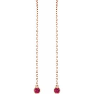 14K Rose Natural Ruby Chain Earrings