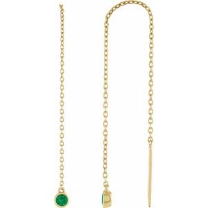 14K Yellow Gold Natural Emerald Chain Earrings