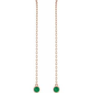 14K Rose Gold Natural Emerald Chain Earrings – image 2