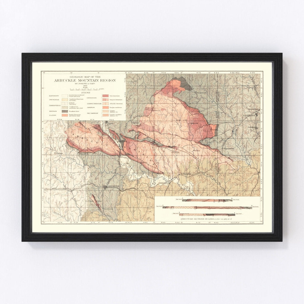 Vintage Arbuckle Mountain Region Map 1903