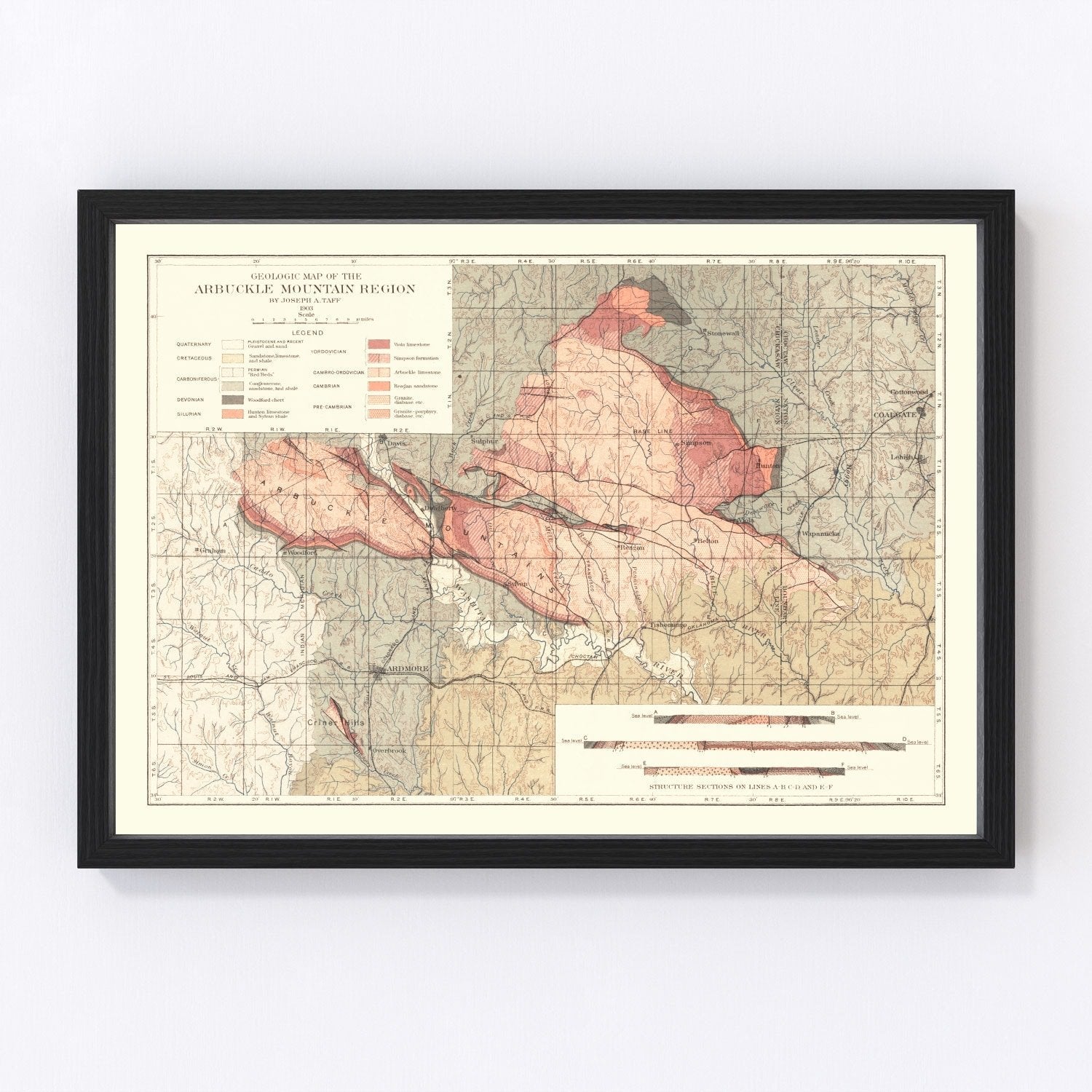 Vintage Arbuckle Mountain Region Map 1903