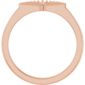 14K Rose Gold .015 CT Natural Diamond Fan Ring