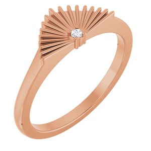 14K Rose Gold .015 CT Natural Diamond Fan Ring