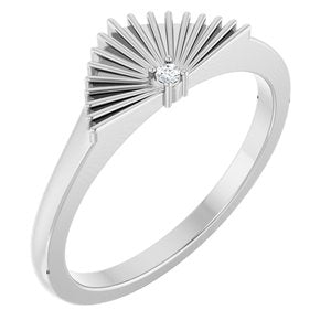 14K White Gold .015 CT Natural Diamond Fan Ring