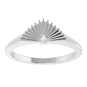 Sterling Silver .015 CT Natural Diamond Fan Ring