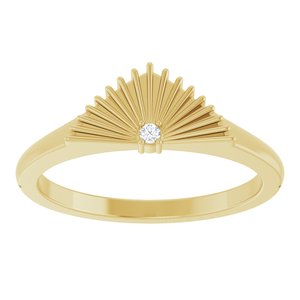 14K Yellow Gold .015 CT Natural Diamond Fan Ring