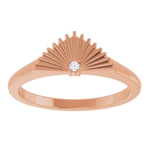 14K Rose Gold .015 CT Natural Diamond Fan Ring