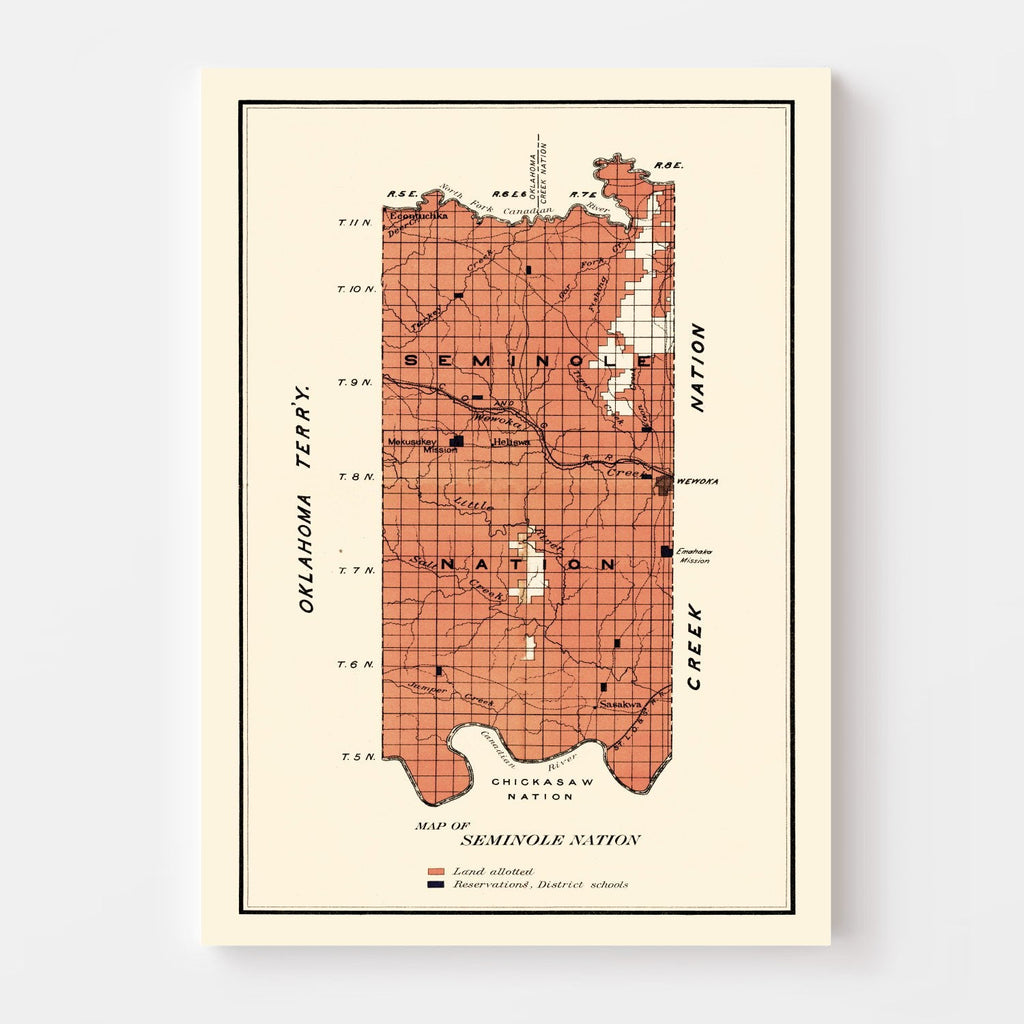 Vintage Seminole Nation Map 1903