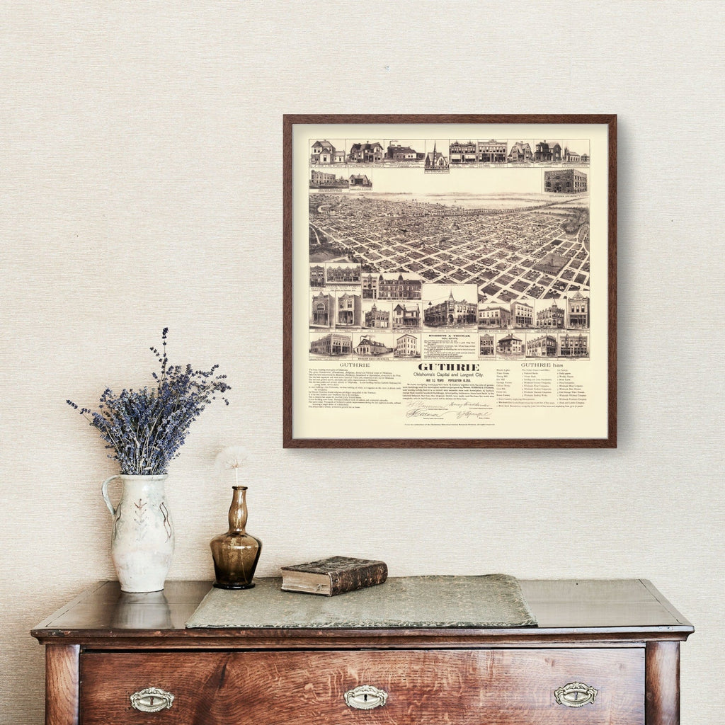 Vintage Map of Guthrie, Oklahoma 1891