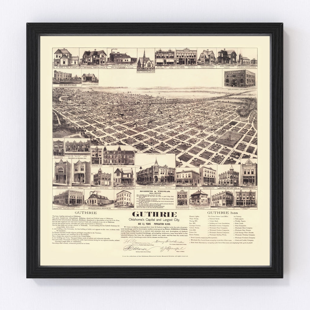 Vintage Map of Guthrie, Oklahoma 1891