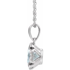 14K White Gold Natural Aquamarine & .04 CTW Natural Diamond 18" Necklace