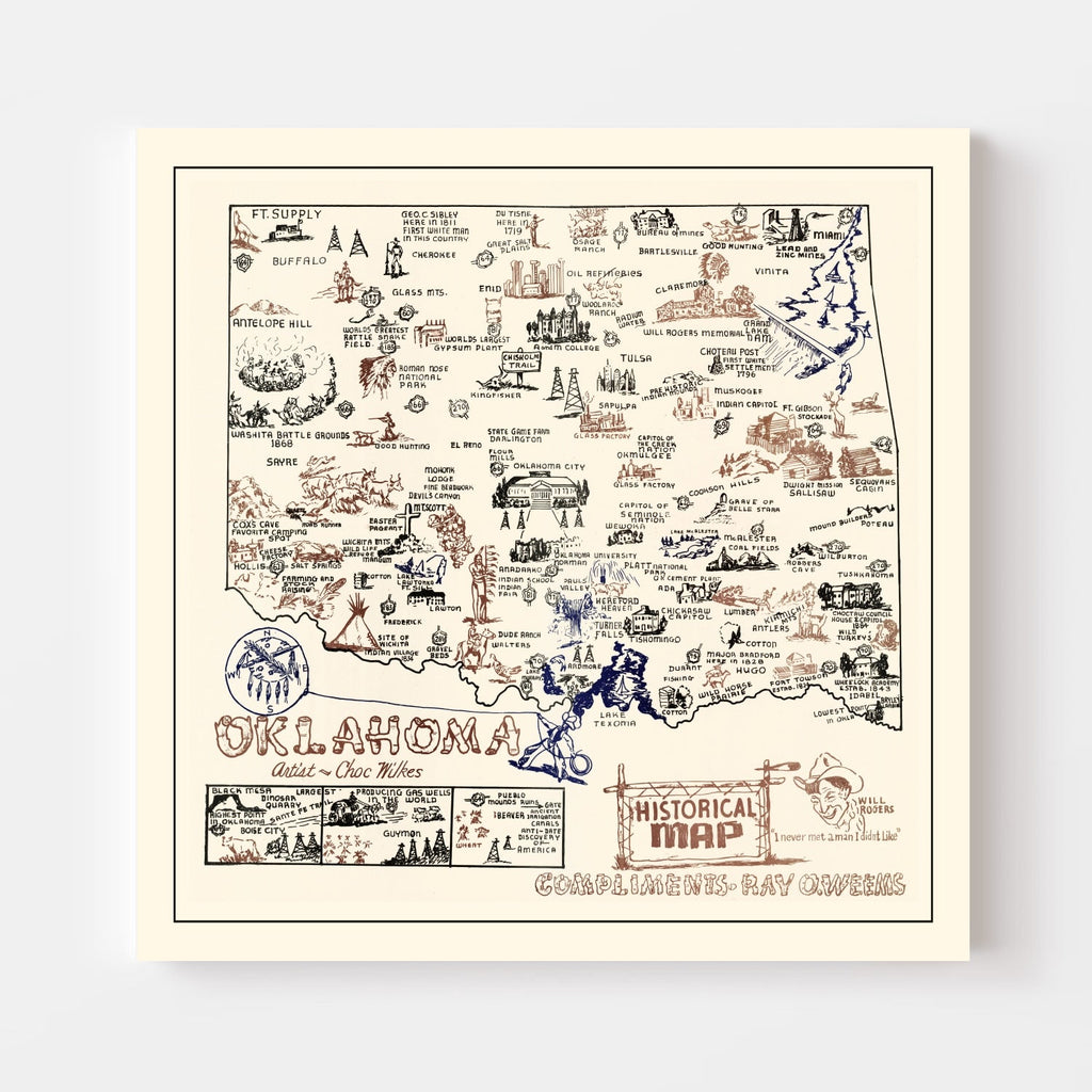 Vintage Map of Oklahoma 1940