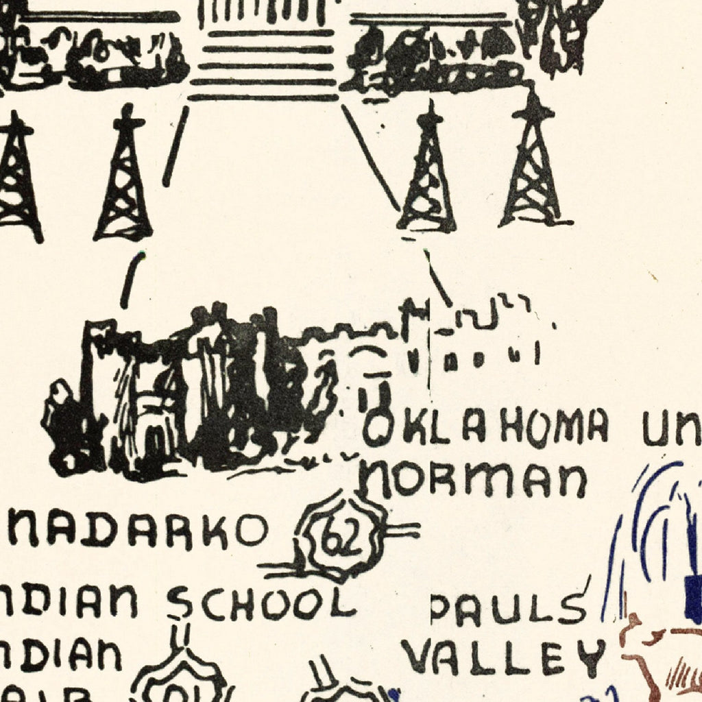 Vintage Map of Oklahoma 1940