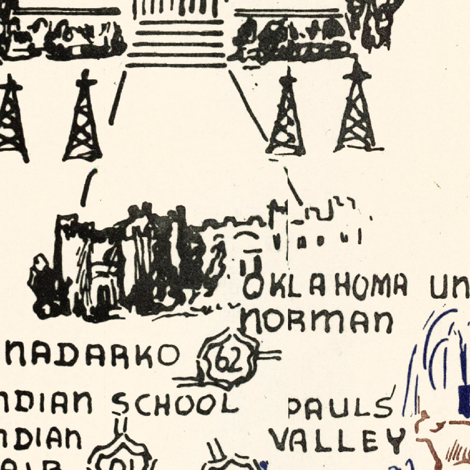Vintage Map of Oklahoma 1940