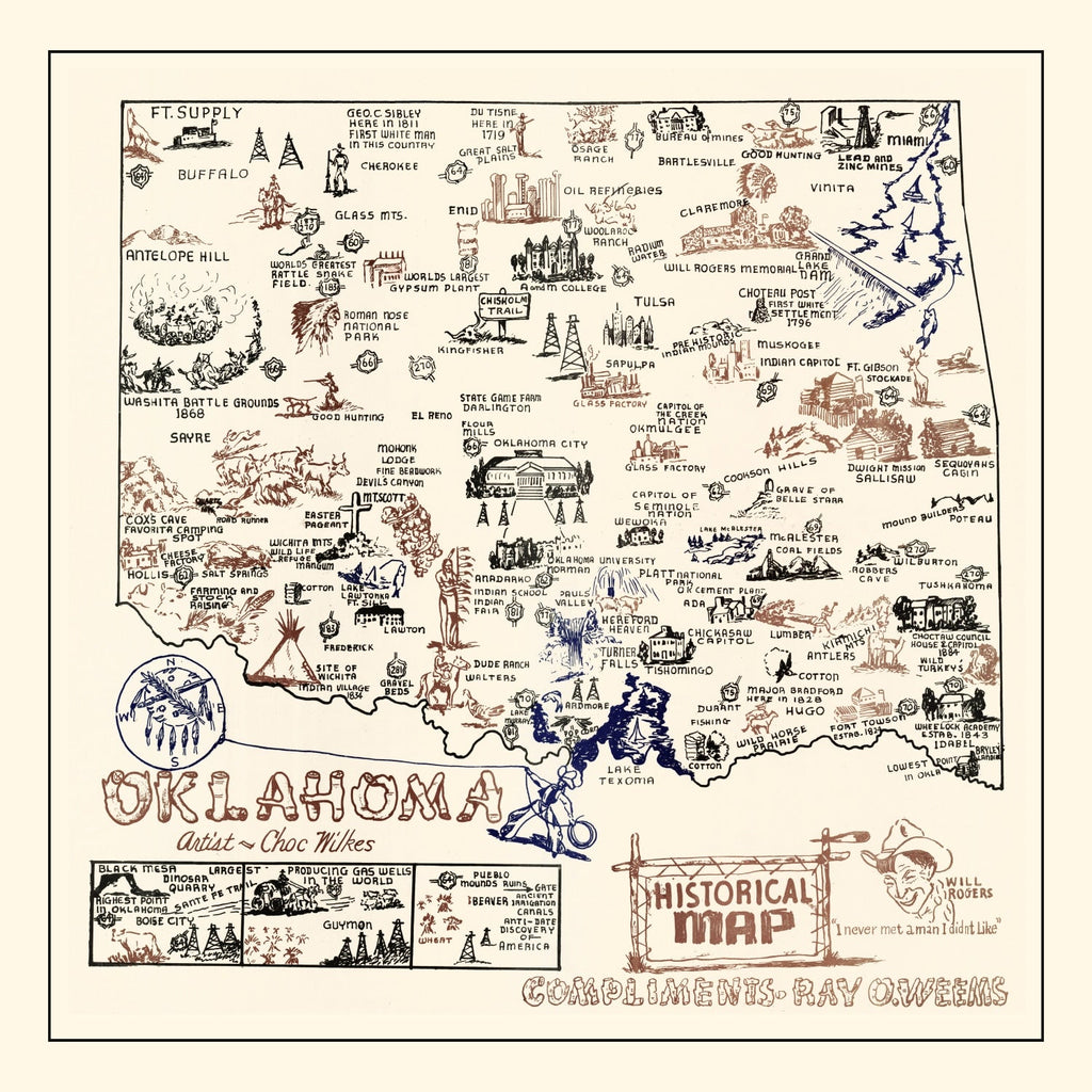 Vintage Map of Oklahoma 1940