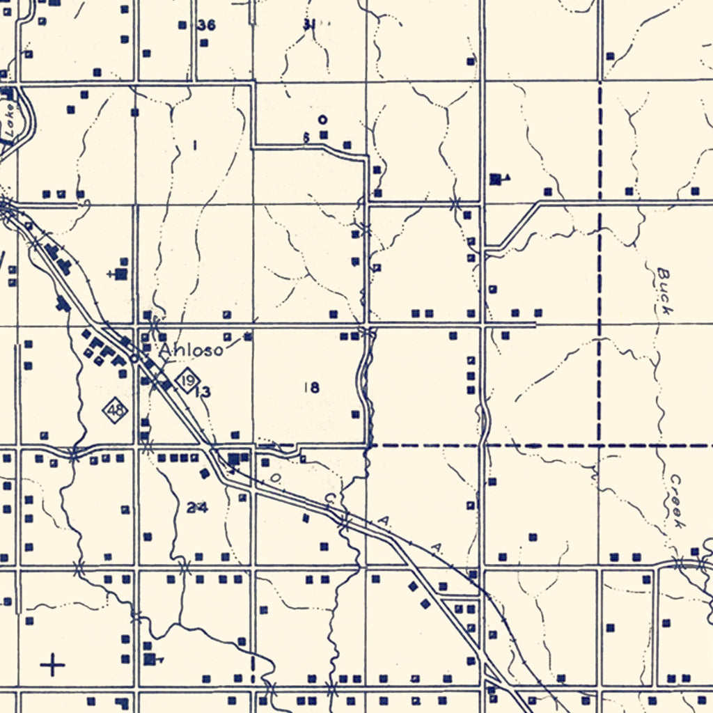 Vintage Map of Pontotoc County, Oklahoma 1936