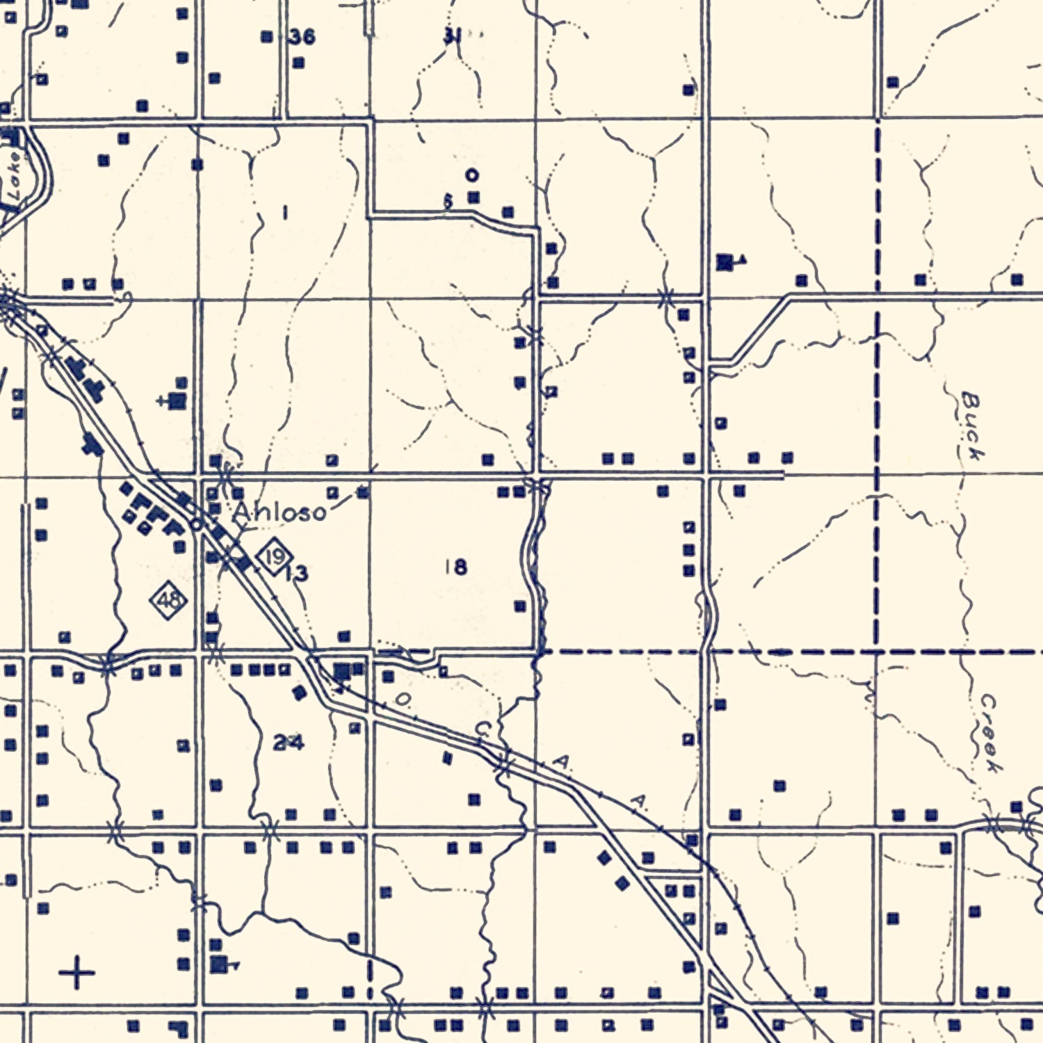 Vintage Map of Pontotoc County, Oklahoma 1936