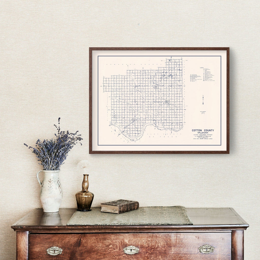 Vintage Map of Cotton County, Oklahoma 1936