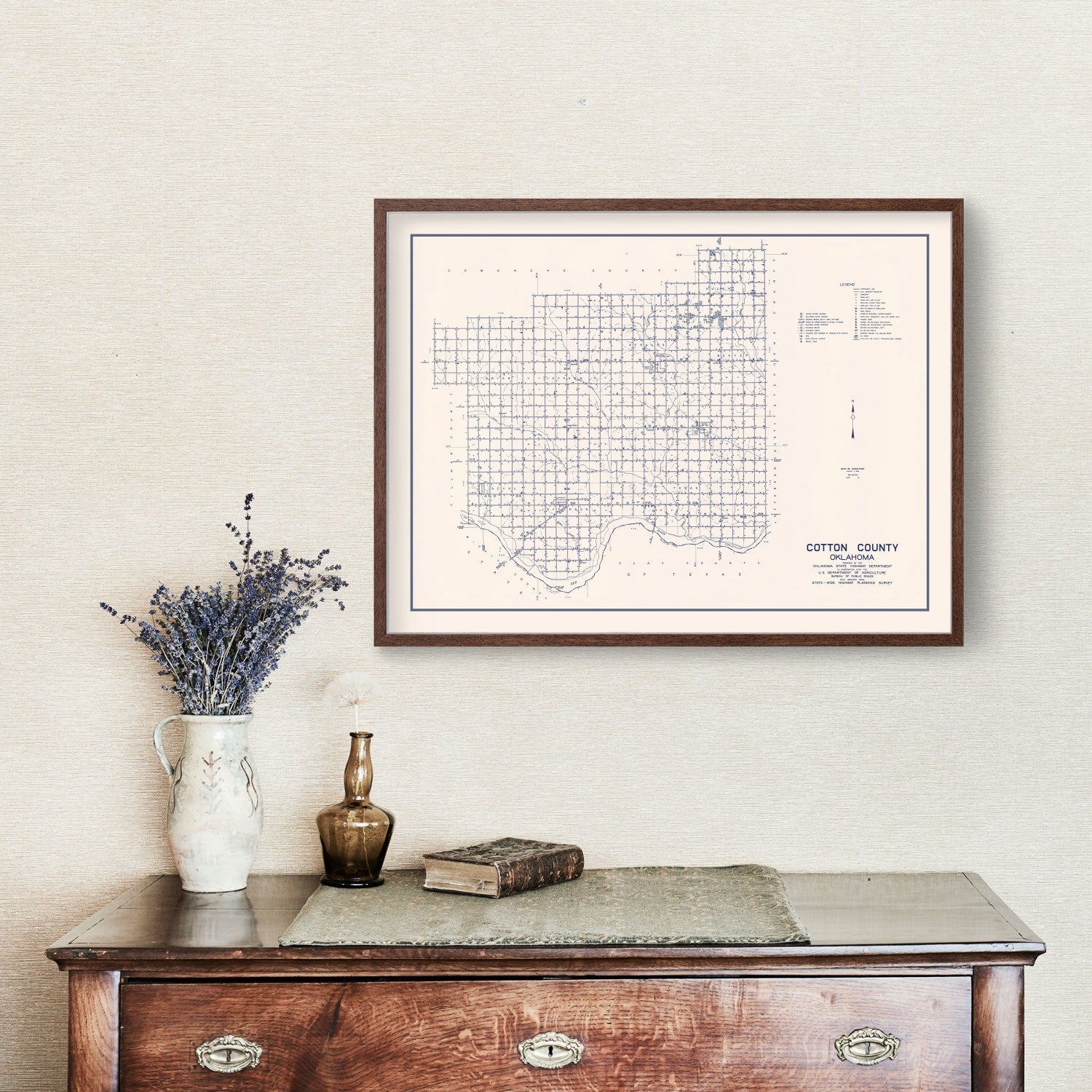 Vintage Map of Cotton County, Oklahoma 1936