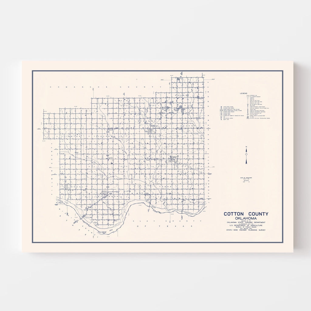 Vintage Map of Cotton County, Oklahoma 1936