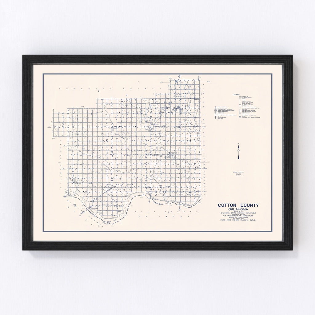 Vintage Map of Cotton County, Oklahoma 1936