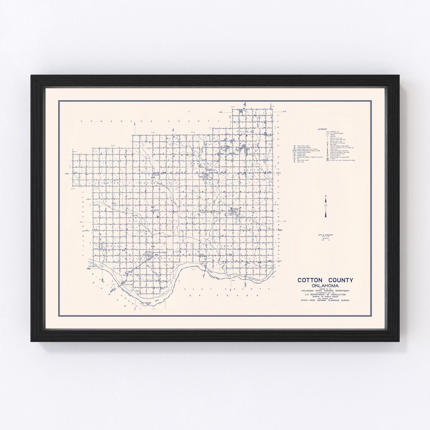 Vintage Map of Cotton County, Oklahoma 1936