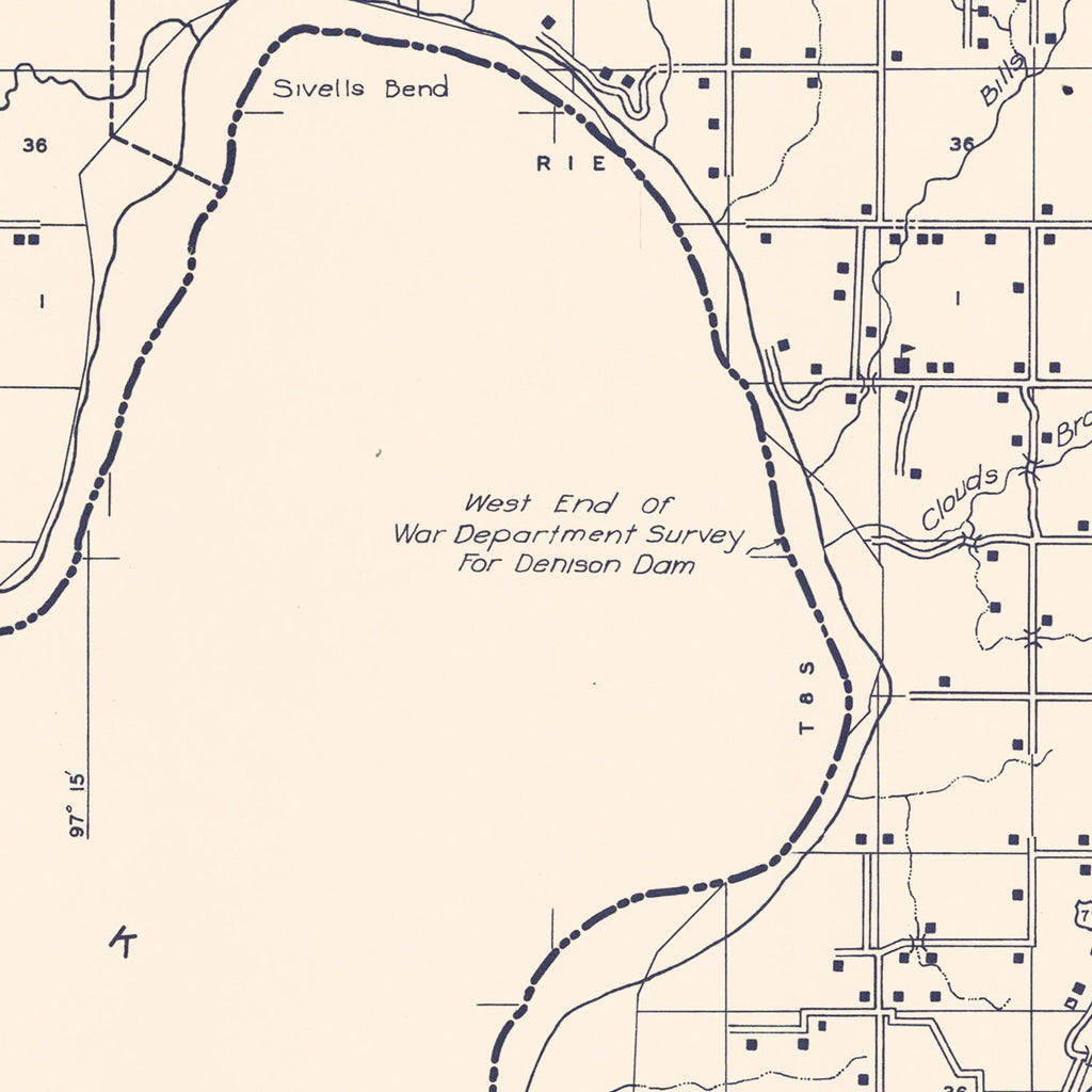 Vintage Map of Love County, Oklahoma 1936