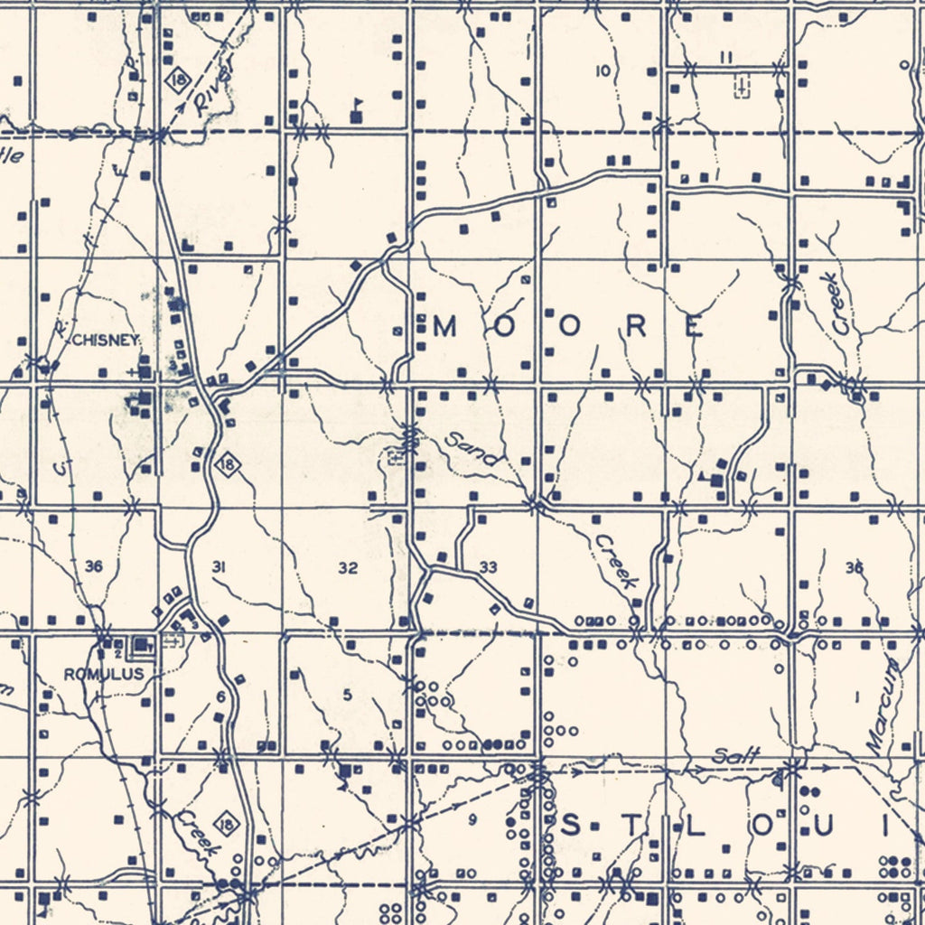 Vintage Map of Pottawatomie County, Oklahoma 1936