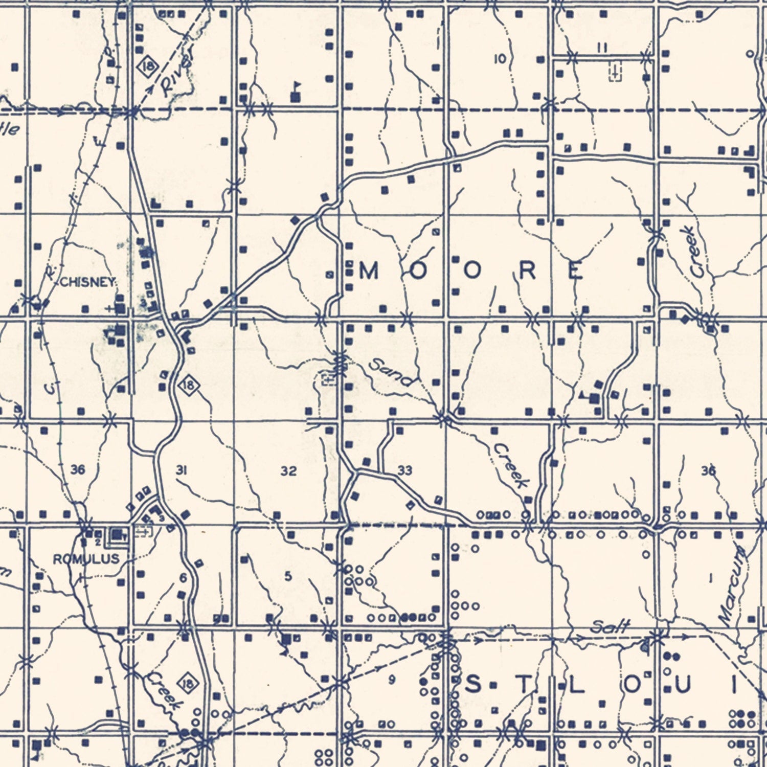 Vintage Map of Pottawatomie County, Oklahoma 1936