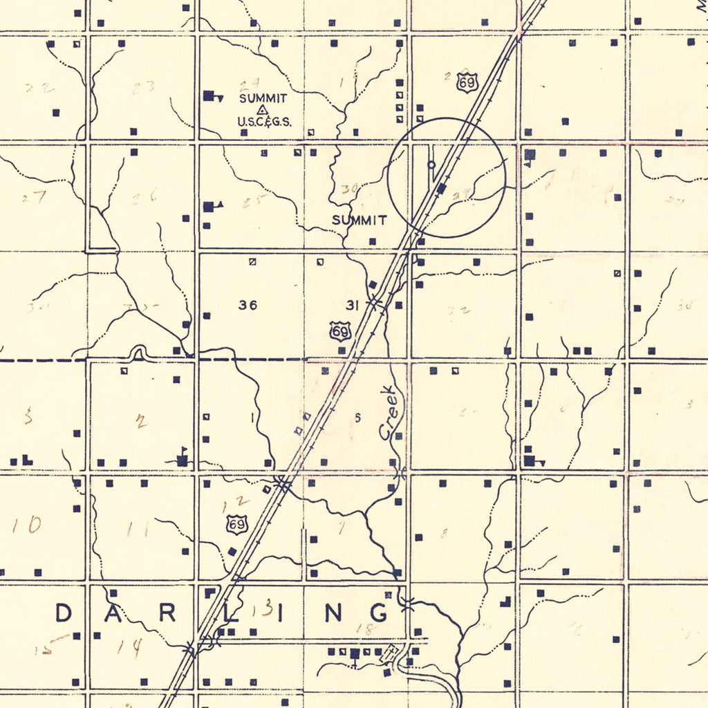 Vintage Map of Muskogee County, Oklahoma 1936