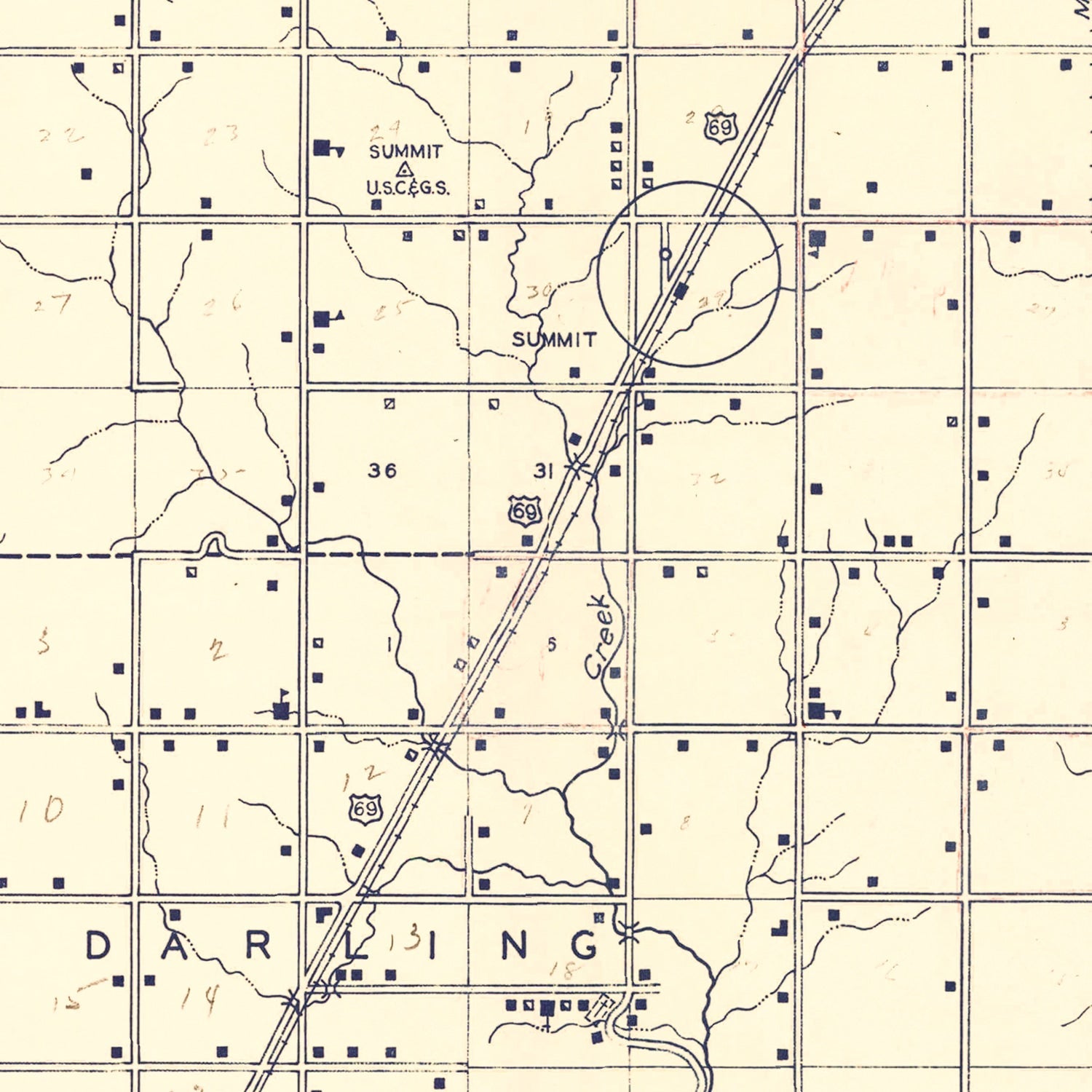 Vintage Map of Muskogee County, Oklahoma 1936