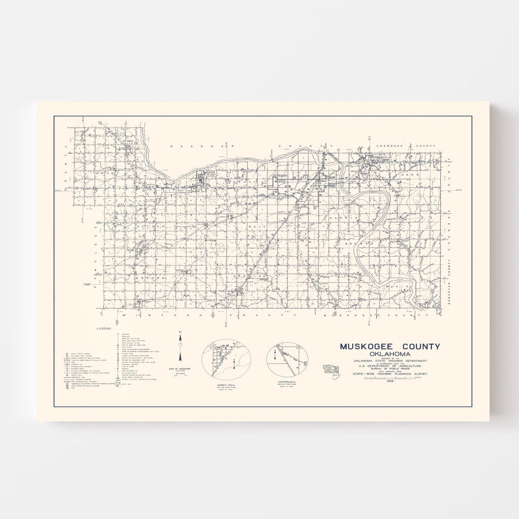 Vintage Map of Oklahoma County, Oklahoma 1936