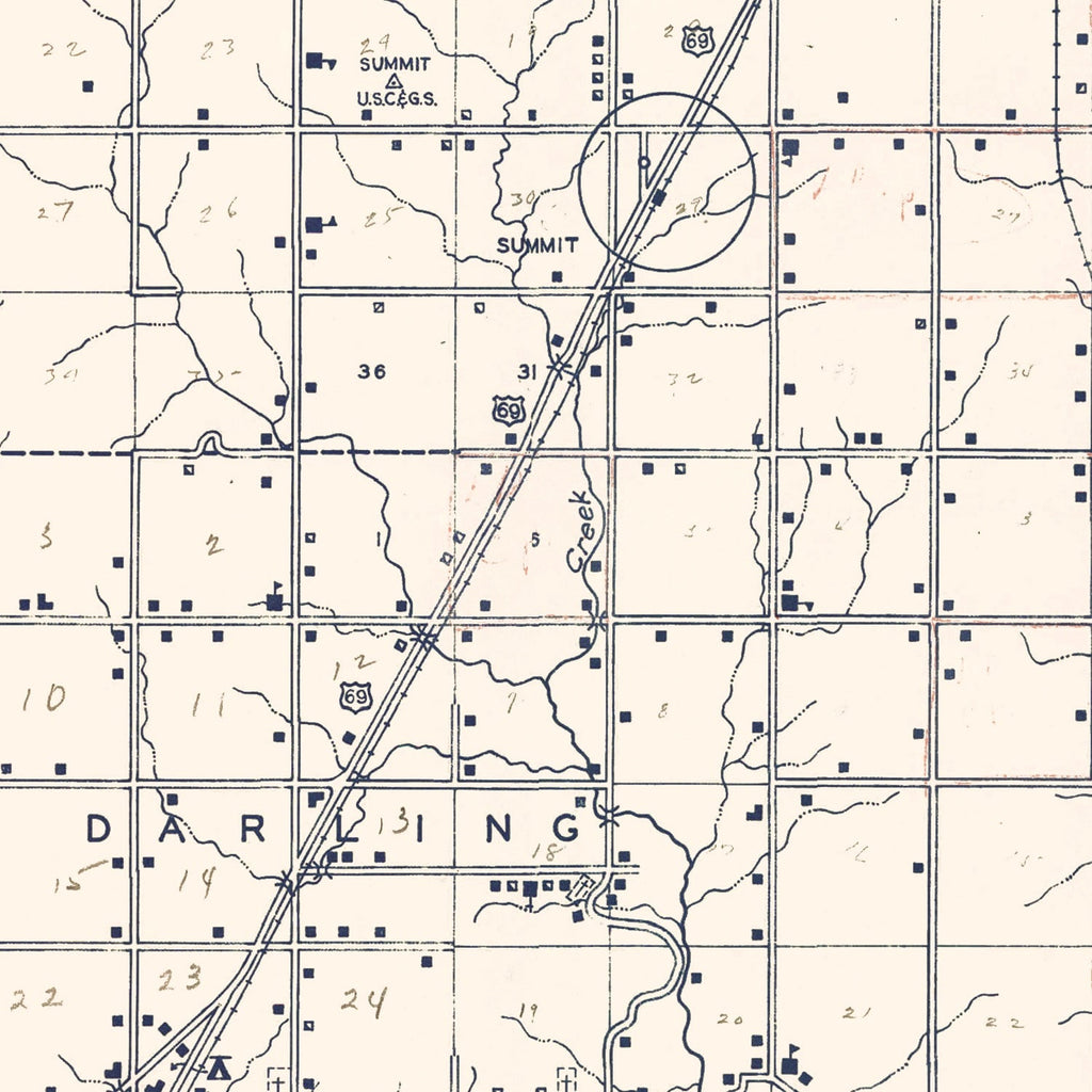 Vintage Map of Oklahoma County, Oklahoma 1936