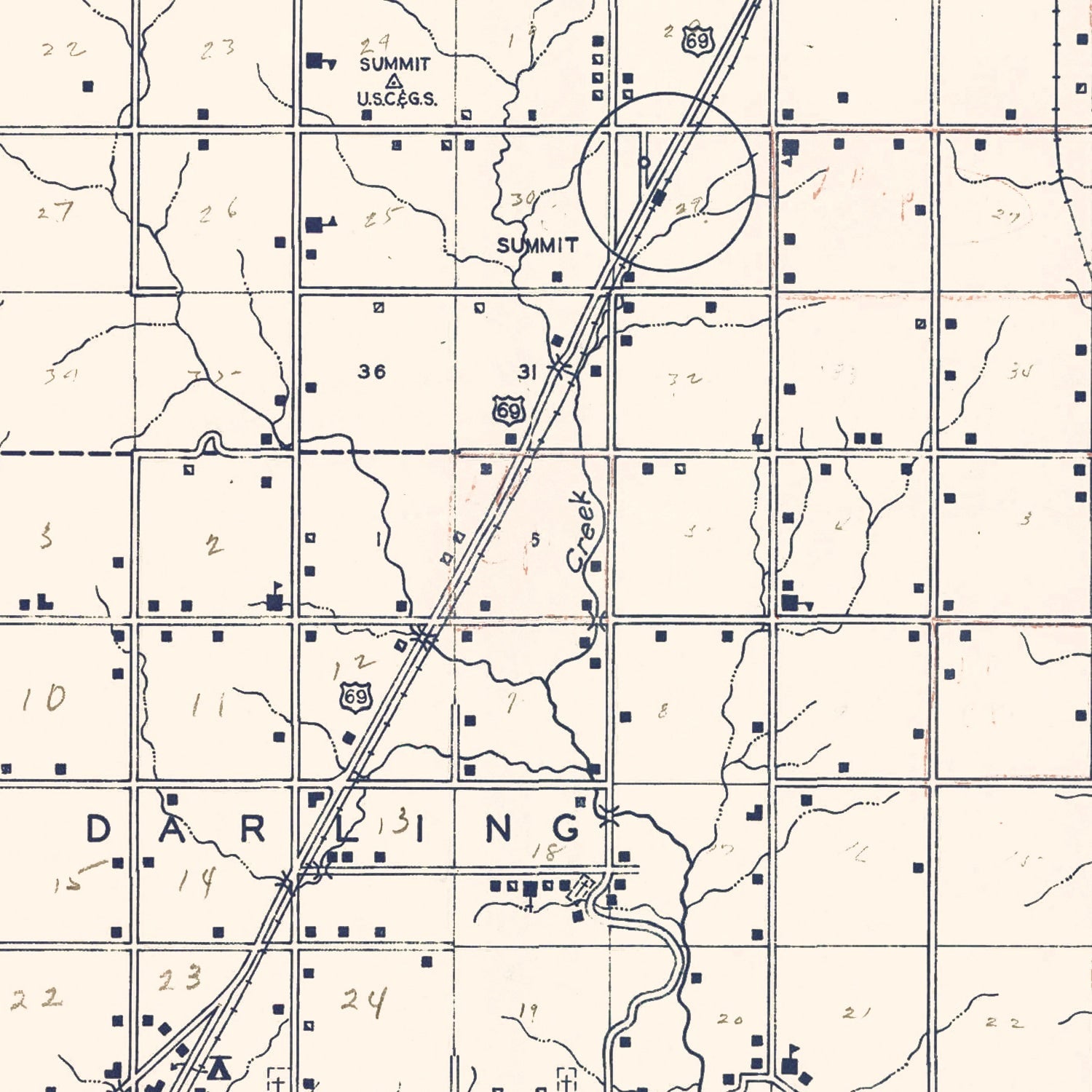 Vintage Map of Oklahoma County, Oklahoma 1936