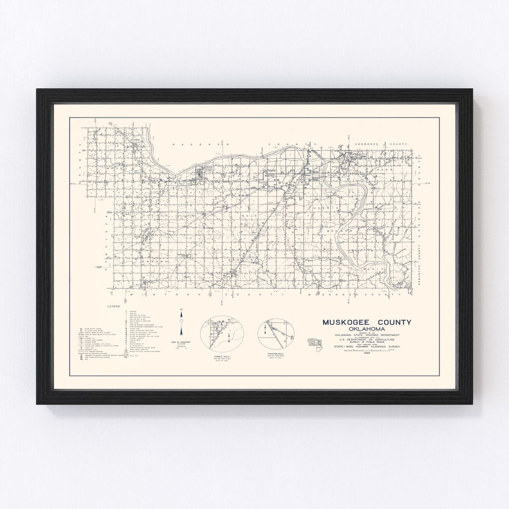 Vintage Map of Oklahoma County, Oklahoma 1936