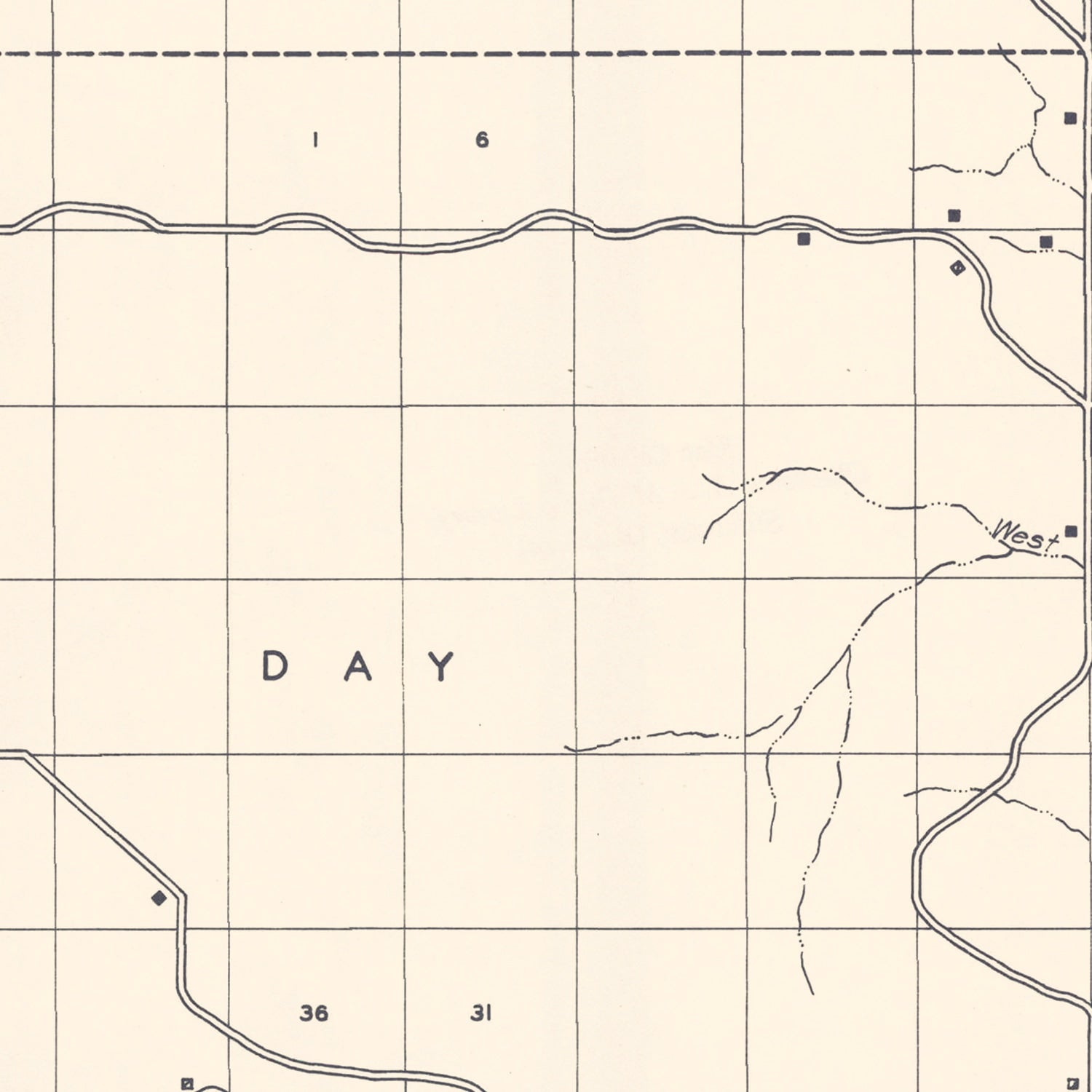 Vintage Map of Ellis County, Oklahoma 1936